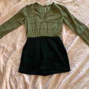 Green and black romper